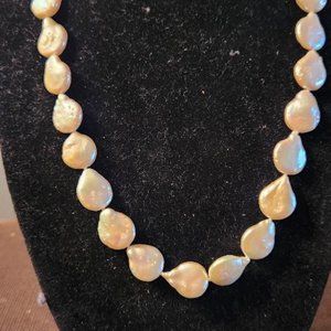 14 karat gold clasp baroque coin necklace